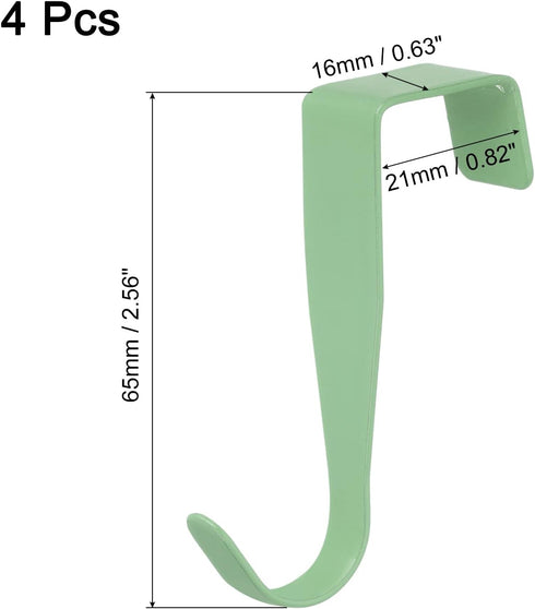 uxcell Over The Door Hook,4 Pack - Carbon Steel Cabinet Door Single Hooks, Metal Door Hanger for Home Kitchen Decoration (Green)