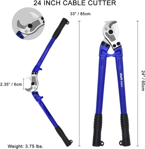 ZrgGea 24 inch Cable Cutters - Heavy Duty Wire Snips, Industrial-Grade Cutter Forged from T8 Alloy Steel for Cutting