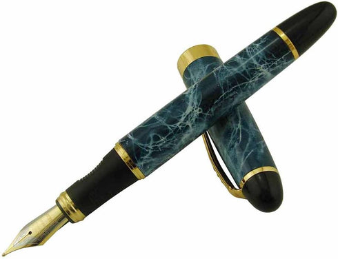 Jinhao X450 Fountain Pen in Blue Sky Color with Classic Design, Medium Nib, Pen Pouch & Ink Refill Converter Set