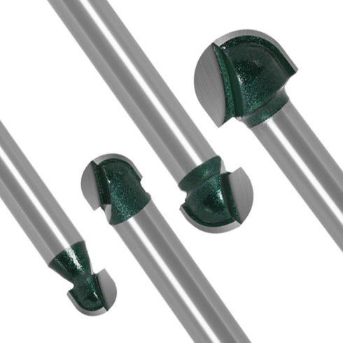 Yakamoz 4Pcs 1/4" Shank Round Nose Router Bit Set for CNC Sign Making and Woodworking Carving