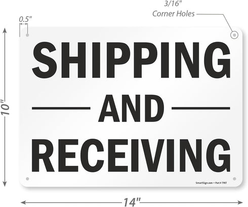 SmartSign-S-5803-AL-14 "Shipping And Receiving" Sign | 10" x 14" Aluminum Black on White