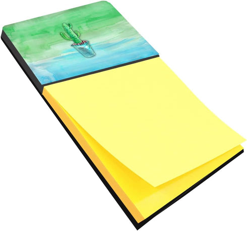Cactus Sticky Note Holder, Teal and Green Watercolor Design