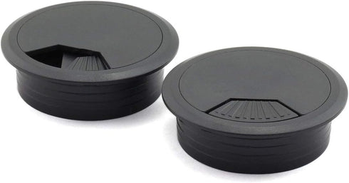 2pcs 2 inch Desk Wire Cord Cable Grommets, Hole Cover for Office PC Desk Cable Organizer, Plastic Cover Black