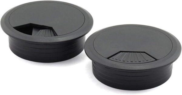 2pcs 2 inch Desk Wire Cord Cable Grommets, Hole Cover for Office PC Desk Cable Organizer, Plastic Cover Black