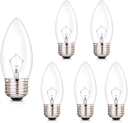 Jacqings B11 Lighting Torpedo Clear C35 CTC 40W E26 Base Decorative Incandescent Light