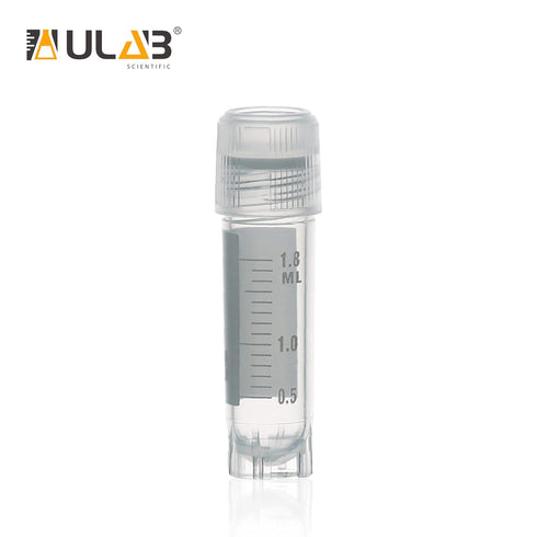 ULAB 50pcs 2ml Cryotubes Small PP Cryo Vials with Screw Caps, Electron Beam Sterilization, Free from DNase & RNase,