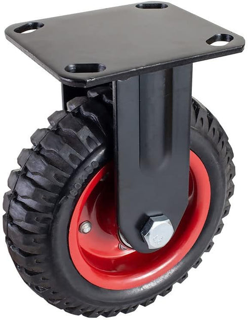 POWERTEC 6 Inch Caster Wheels, Heavy Duty Fixed Plate Casters with Rubber
