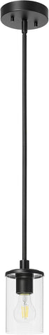 XiNBEi Lighting Mini Pendant Light, 1 Light Kitchen Pendant with Glass, Modern Black Adjustable Ceiling Lighting