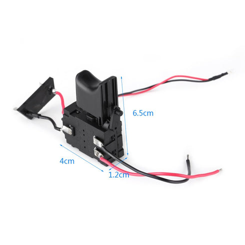 Electric Drill Switch, 7.2 V - 24 V Cordless Lithium Battery Power Tool Speed Control Trigger Switch with Light, Black