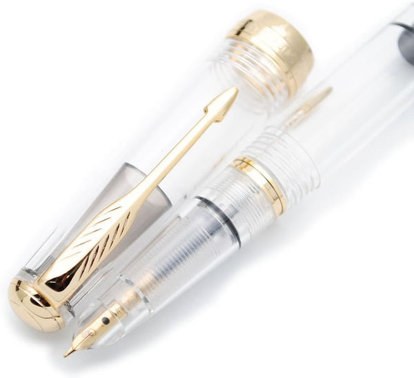 czxwyst Toso 618 Fountain Pen, Transparent with Golden Clip
