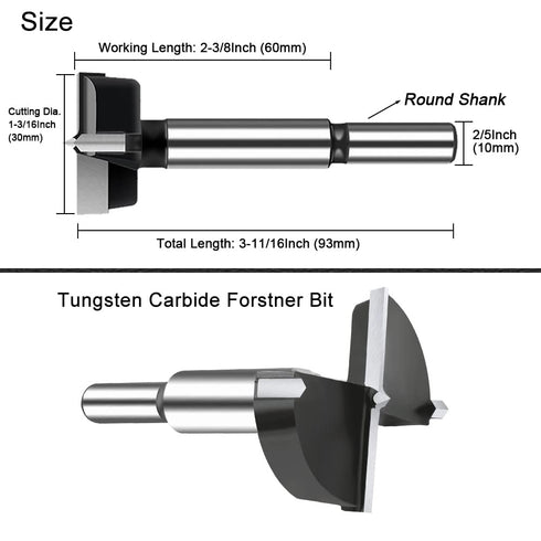 1-3/16 Inch Carbide Forstner Drill Bit, Tipped Bit for Hard Wood, Woodworking Hinge Cutter Tool Kits