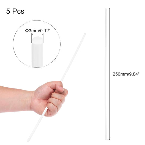 uxcell 5 Pcs White Plastic Rods 3 x 250mm, ABS Styrene Round Solid Bar for DIY Model Building and Architectural Model