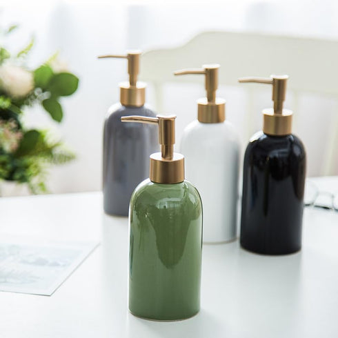 Whltzf Ceramic Hand Sanitizers Bottle Hotel Home Kitchen Soap Dispenser Toilet Lotion Bottle Press Easy to Soap