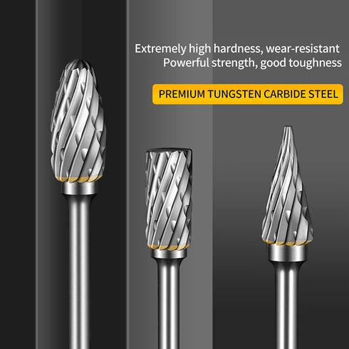 Carbide Burr Set, 10Pcs Compatible with Dremel Rotary Tool, Die Grinder Bits with 1/8" Shank for Metal Grinding,