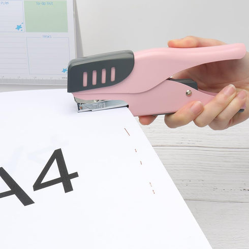 Hand Held Plier Pink Stapler - Heavy Duty, 25 Sheets Capacity, No Jam, for Home and Office Supplies