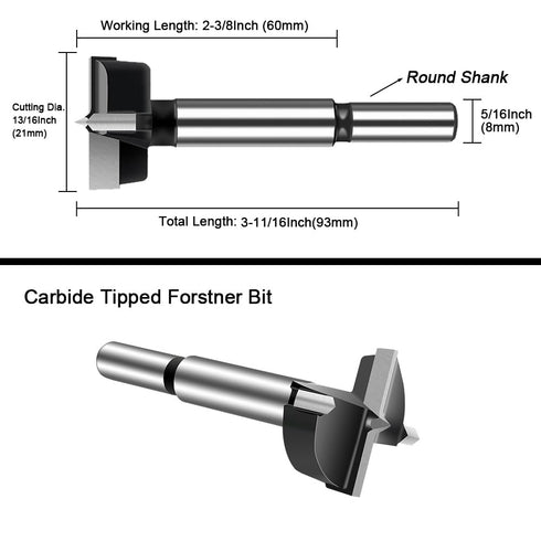 ASNOMY 13/16" Inch Carbide Forstner Drill Bit, Carbide Tipped Forstner Bit for Hard Wood, Wood Drilling Hole Saw Set Woodworking Hinge Cutter Tool Kits for Wood Plastic Plywood