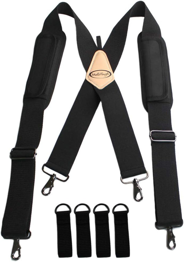 MELOTOUGH Tool Belt Suspenders with Flexible Adjustable Straps, Moveable Padded Shoulders & 4 Loop Attachments