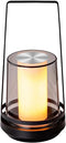 Black Touch Table Lamp with Dynamic Flame Effect - Portable, Rechargeable Bedside