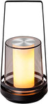 Black Touch Table Lamp with Dynamic Flame Effect - Portable, Rechargeable Bedside
