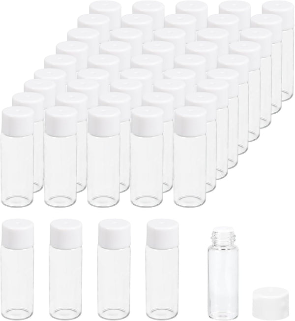 PATIKIL 5ml Essential Oil Bottles, 50 Pack Clear Glass Vials with Orifice Reducer and Screw Cap
