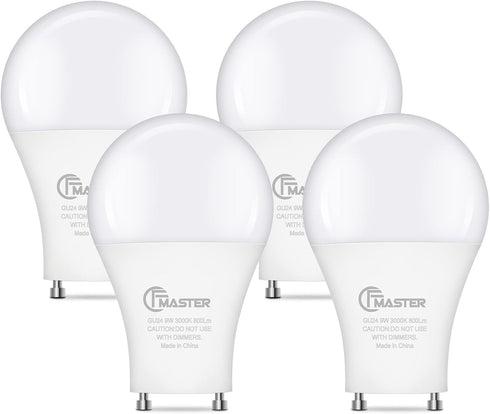 GU24 LED Light Bulb, 3000K Warm White, 9W (100W Equivalent), 800 Lumens, Non-Dimmable, 4-Pack
