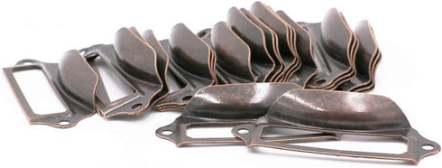 LGEGE 30Pcs Copper Tone File Drawer Tag Frame Label Holder for Office Library