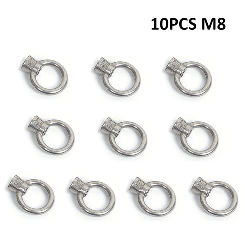 Lependor M8 Metric Ring Shape Lifting Eye Nut, 304 Stainless Steel Fastener, 10 Pcs M8 (5/16")