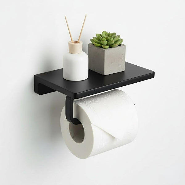 Toilet Paper Holder Wall Mount with Shelf, Bathroom Tissue Holder with Phone
