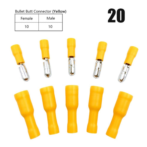 Bullet Butt Connectors - Sopoby 100pcs Assorted Insulated Female & Male Crimp Wire Terminals