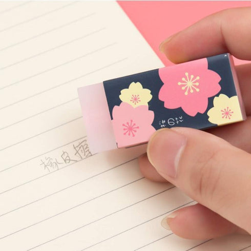 Cauaoa 3 Pcs Pink Lovely Cherry Blossoms Rubber Erasers Sakura Petal Sketch Painting Pencil Correction Tool School