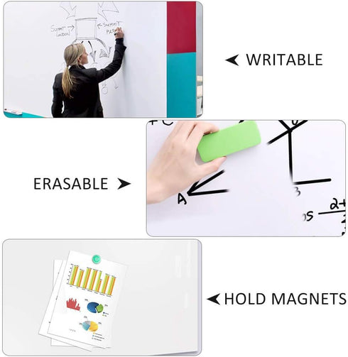 Magnetic Whiteboard Sticker for Wall/Door, 36" x 24" Large Self Adhesive White Board