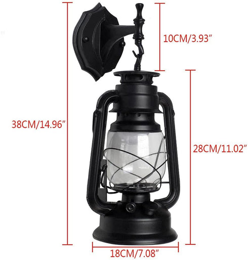 EEYBLAEEY 2 Wall Sconces, Retro Antique Vintage Rustic Lantern Lamp Wall Sconce Light Fixture (Black - Pcs)