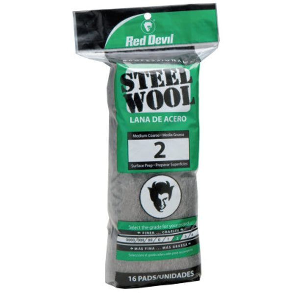 Red Devil 0315 Steel Wool, 2 Medium Coarse, Pack of 16