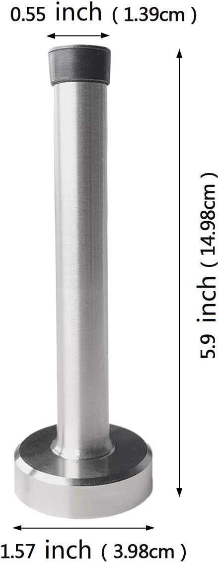 Door Stopper 6 Inch Extra Long Stainless Steel Wall Protector with Sound Dampening Rubber Bumper Tip