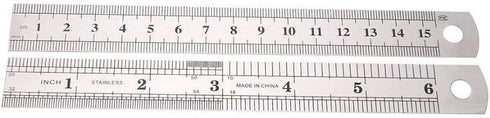 Silver Double-Sided Scale, Stainless Steel Straight Ruler Measuring Tool School Office Drafting Supplies Drafting Tools and Drafting Kits
