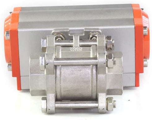 FFIHAKL 1/2" Pneumatic Actuated Ball Valve NPT, Pneumatic Ball Valve Spring Return Stainless Steel, for Food Brewery