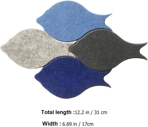 8 12.20X6.69X0.70In MAGICLULU Pcs Fish Felt Tiles Self-Adhesive Bulletin Board Decorative Wall Stickers for Office Home