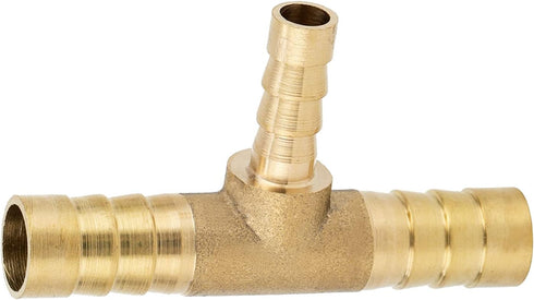 Metalwork Brass Reducing Hose Barb Splice T-Fitting, 3/8" x 5/16" x 3/8" Barbed (Pack of 2)