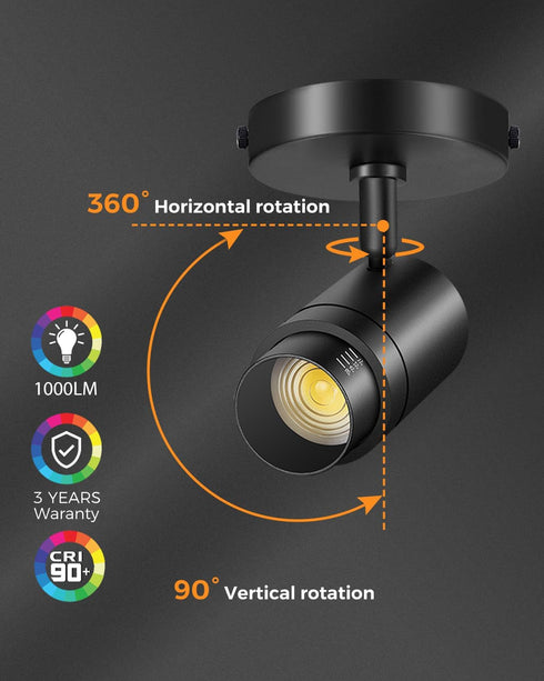 Dimmable 12W 1000lm 4000K Zoomable LED Ceiling Spot Lights Indoor Adjustable Ceiling Spotlight Fixture Directional