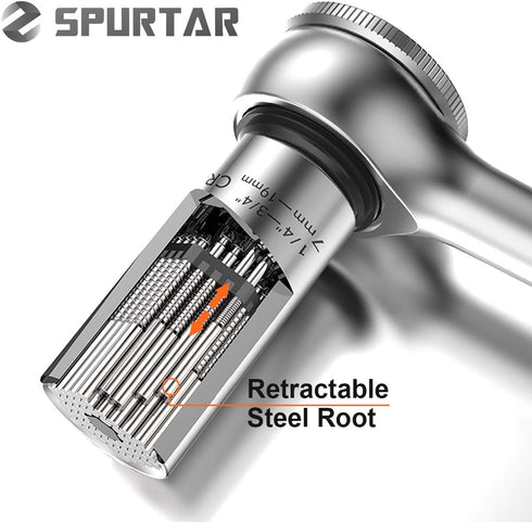 Spurtar Universal Socket Set (11-32mm 7-19mm) Multi-Function Tool, 4Pcs Set for Unscrewing Bolts