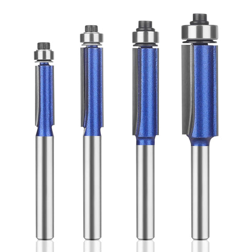 UTRUSTTO Professional Straight Flush Trim Router Bits 1/4 Inch Shank, Top Bearing Flush