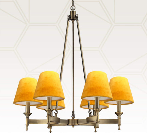 CS-1107-6MU 4 6 5.5, Royal Designs, Inc. Velvet Empire Chandelier Shade, x x Mustard