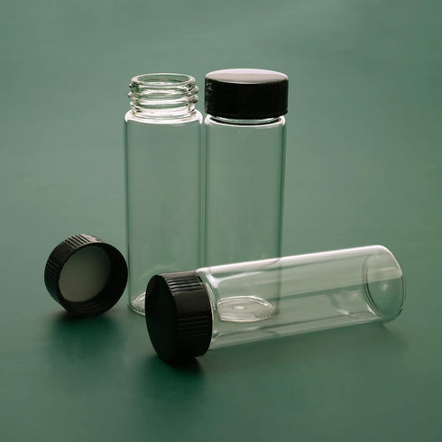 12 Pack Glass Vials 30ml with Screw Caps, Borosilicate Glass Bottle Lab Vial