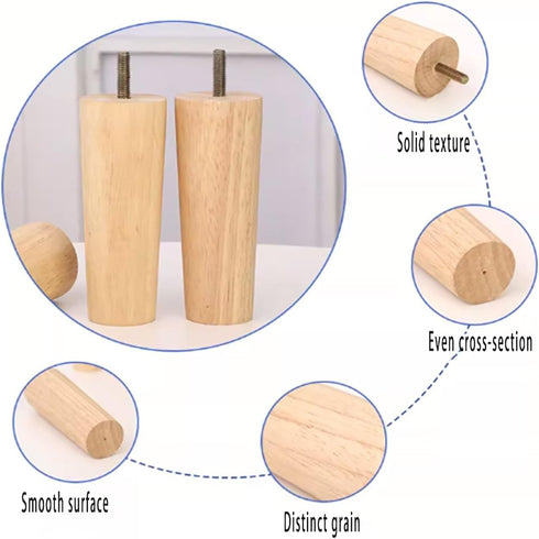 GJHYNT 6in 8in 12in Cabinet(8cm/3in) Solid Wood Couch Legs, Coffee Table Support Feet, Replacement Furniture Legs