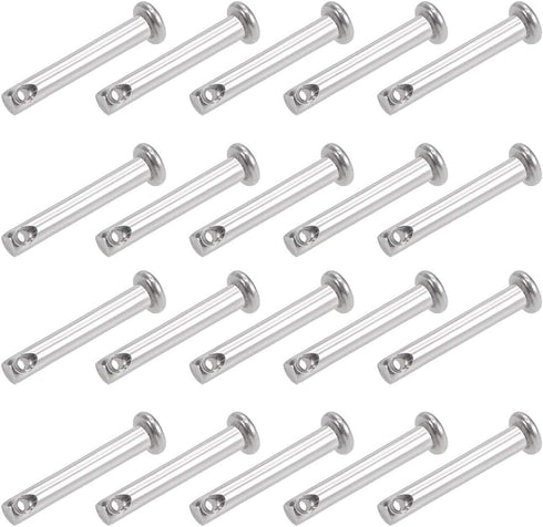 uxcell Single Hole Clevis Pins, 4mm X 25mm Flat Head 304 Stainless Steel Link Hinge Pin, 20Pcs
