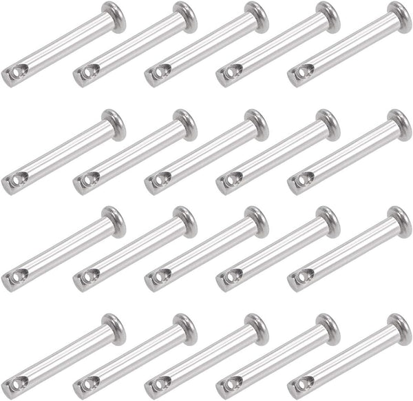 uxcell Single Hole Clevis Pins, 4mm X 25mm Flat Head 304 Stainless Steel Link Hinge Pin, 20Pcs