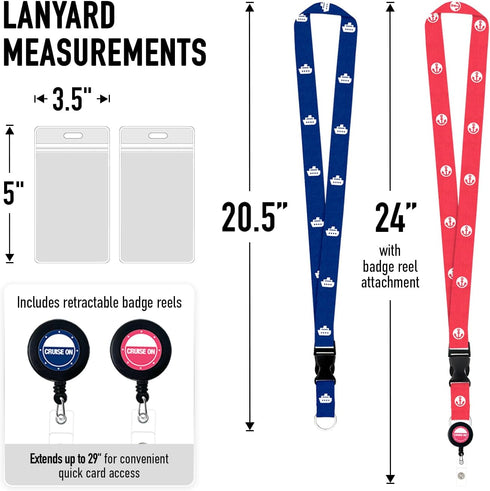 Cruise On Cruise Lanyard for Ship Cards – 2-Pack Retractable Badge & Waterproof Key Card Holder for Ship Cards, Cruise