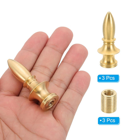 PATIKIL 22 54mm 3 Set x Lamp Finials Caps Knob, Solid Brass Lamp Shade Top Decoration Screw Cap Nuts with Brass
