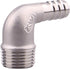 DERNORD 1/2" Hose Barb x 1/2" Male NPT Stainless Steel 90 Degree Elbow Pipe Fitting