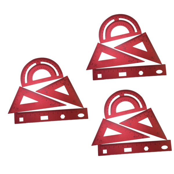 Lurrose 3 Sets of 4pcs Metal Triangle Ruler Tools for Construction, Educational Geometry Kit, Drafting Templates